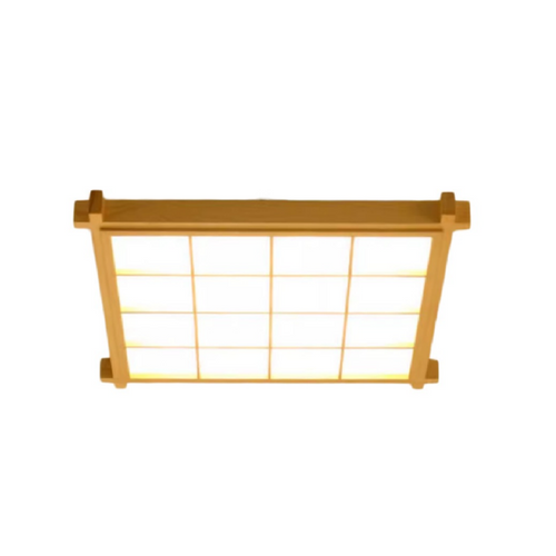 JUZO Dimmable Wooden Grid Ceiling Light for Study, Living Room & Bedroom - Japanese Style 