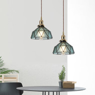 Modern LED Pendant Light Glass Geometric Shape Coppery Light Living Room Decor