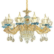ROYALE Ceramic and Crystal Chandelier Light for Dining Room, Bar & Shop - European Style