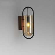 Modern LED Wall Light Wood Base Glass Jar Lampshade Corridor Cafe Bedroom Lighting