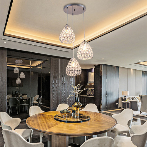 Modern LED Pendant Light K9 Crystal Lampshade Metal Dining Room Bar from Singapore best online lighting shop horizon lights
