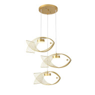 Modern LED Pendant Light Metal Frame Fish Shape Creative Dining Room Restaurant