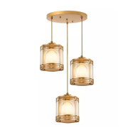 New Chinese LED Pendant Light Coppery Glass Lampshade Balcony Dining Room