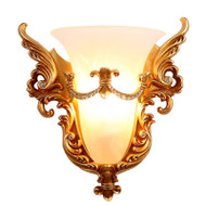 European Style LED Wall Light Glass Lampshade Retro Resin Sculpture Corridor Decor