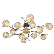Nordic LED Ceiling Light Dimmable Crystal Leaves Glass Metal Living Room Bedroom