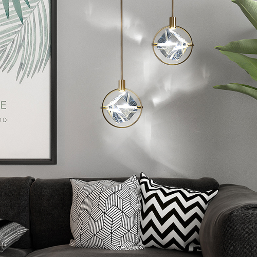 Modern LED Pendant Light Crystal Diamond Shape Metal Dining Room Bedroom from Singapore best online lighting shop horizon lights
