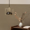 Modern LED Pendant Light Marble Shade Copper Square Frame Creative Dining Room