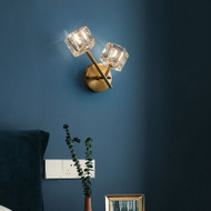 Nordic LED Wall Light Crystal Brick Lampshade Copper Bedroom Corridor Decor