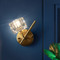 Nordic LED Wall Light Crystal Brick Lampshade Copper Bedroom Corridor Decor