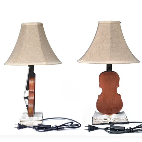 Modern LED Table Lamp Fabric Shade Resin Metal Violin Book Base Unique Home Decor from Singapore best online lighting shop horizon lights