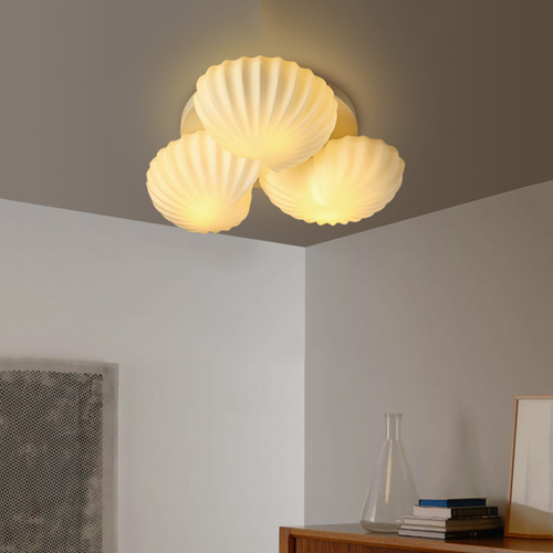Modern LED Ceiling Light Glass Shell Shade Metal Creative Living Room Bedroom