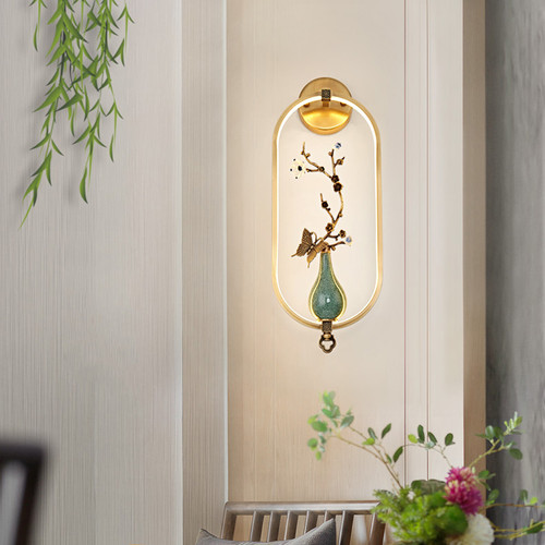 KANNON Copper Wall Light for Bedroom, Corridor & Living Room - New Chinese Style