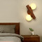 Modern LED Wall Light Glass Ball Shade Wood Rotatable Simple Bedside Corridor