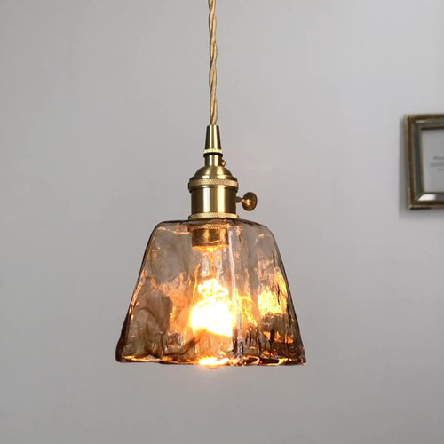 Nordic Pendant Light Glass Crack Shade Copper Creative Bar Cafe Dining Room
