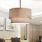 Modern LED Pendant Light Metal Round Shape Fabric Lampshade Dining Room