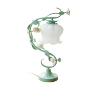 Pastoral Style LED Table Lamp Glass Shade Metal Flower Vine Romantic Home Decor