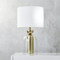 Modern LED Table Lamp Cloth Shade Glass Metal Holder Bedroom Living Room Decor 
