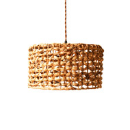 LED Pendant Light Rattan Lampshade Metal Nature South East Asia Dining Room Decor