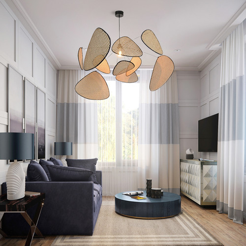 Nordic Style LED Pendant Light Rattan Creative Grid Pattern Living Room from Singapore best online lighting shop horizon lights