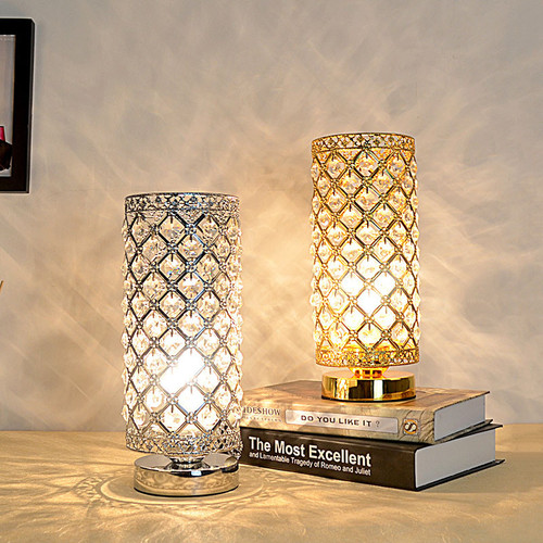 Modern LED Table Lamp Crystal Decorate Reading Protect Eyes Bedroom