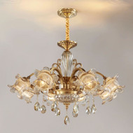 European Style LED Crystal Chandelier Light Flower Crystal Living Room