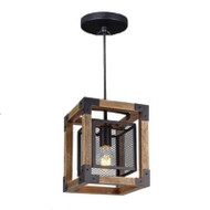 Retro Style LED Pendant Lights Loft Solid Wood Frame Restaurants Living Room 