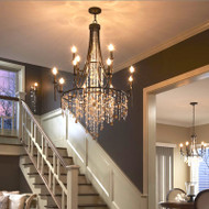 American LED Chandelier Retro Luxurious Metal Crystal Living Room Dining Room