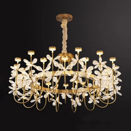 XAVER Crystal and Brass Chandelier Light for Living Room, Dining Room & Restaurant - Nordic Style