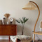 Wooden Metal LED Floor Lamp with Pleats - Vintage and Nordic Style