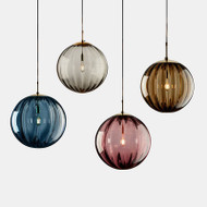 Nordic Modern Light Luxury Chandelier Water Pattern Glass Ball Retro Restaurant Bar Lamp Bedroom
