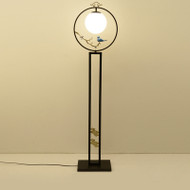 PLUMMAGE Brass Floor Lamp for Study, Living Room & Dining - Modern Chinese Style