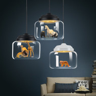 Glass Animal Decoration Bottle Shape LED Pendant Lights for Modern