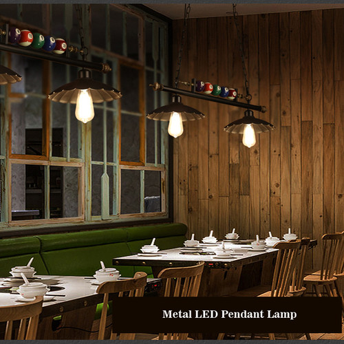 Metal Glass LED Pendant Lamp Billiards Decoration for American and Vintage
