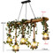 Metal LED Pendant Light with Artificial Green Plants for American and Vintage