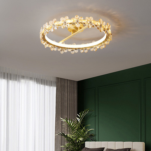 ESMERALDA Dimmable Crystal Flowers LED Ceiling Light for Living Room, Bedroom & Dining - Nordic and Modern Style