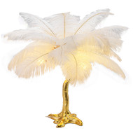 LAYLA Resin Table Lamp with Feathers for Leisure Area, Study & Bedroom - Nordic Style