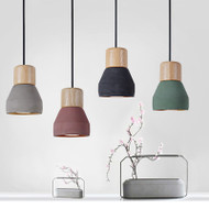 YOYO Solid Wood Cement Pendant Light for Living Room & Dining - Modern Style
