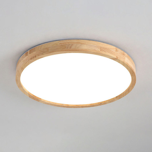 RUND Dimmable Wood Ceiling Light for Leisure Area, Living Room & Dining - Modern Style