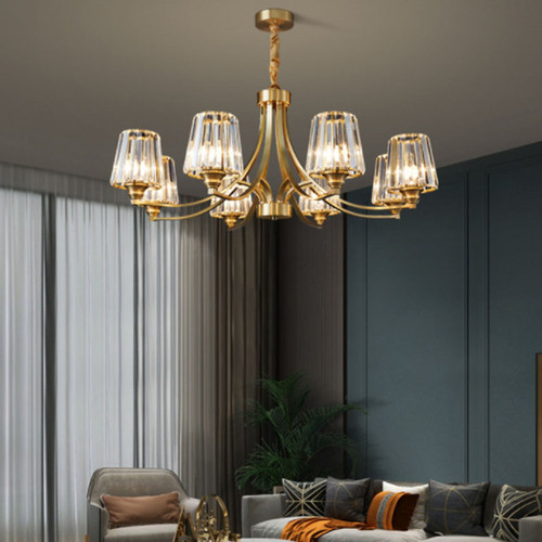 JAYLEY Copper Glass Chandelier for Living Room & Dining - Modern Style