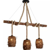SAVANNAH Rattan Chandelier Light for Dining Room & Restaurant - American Style