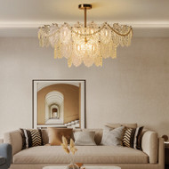PASADENA Glass Iron Chandelier Light for Living Room, Bedroom & Dining Room - Modern Style