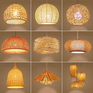 AGUS Bamboo Woven Straw Pendant Light for Living Room, Bedroom & Bar - Modern Style 