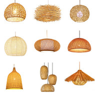 AGUS Bamboo Woven Straw Pendant Light for Living Room, Bedroom & Bar - Modern Style 