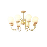 CLARY Oak Wood Chandelier for Living Room & Bedroom - Cream Style 