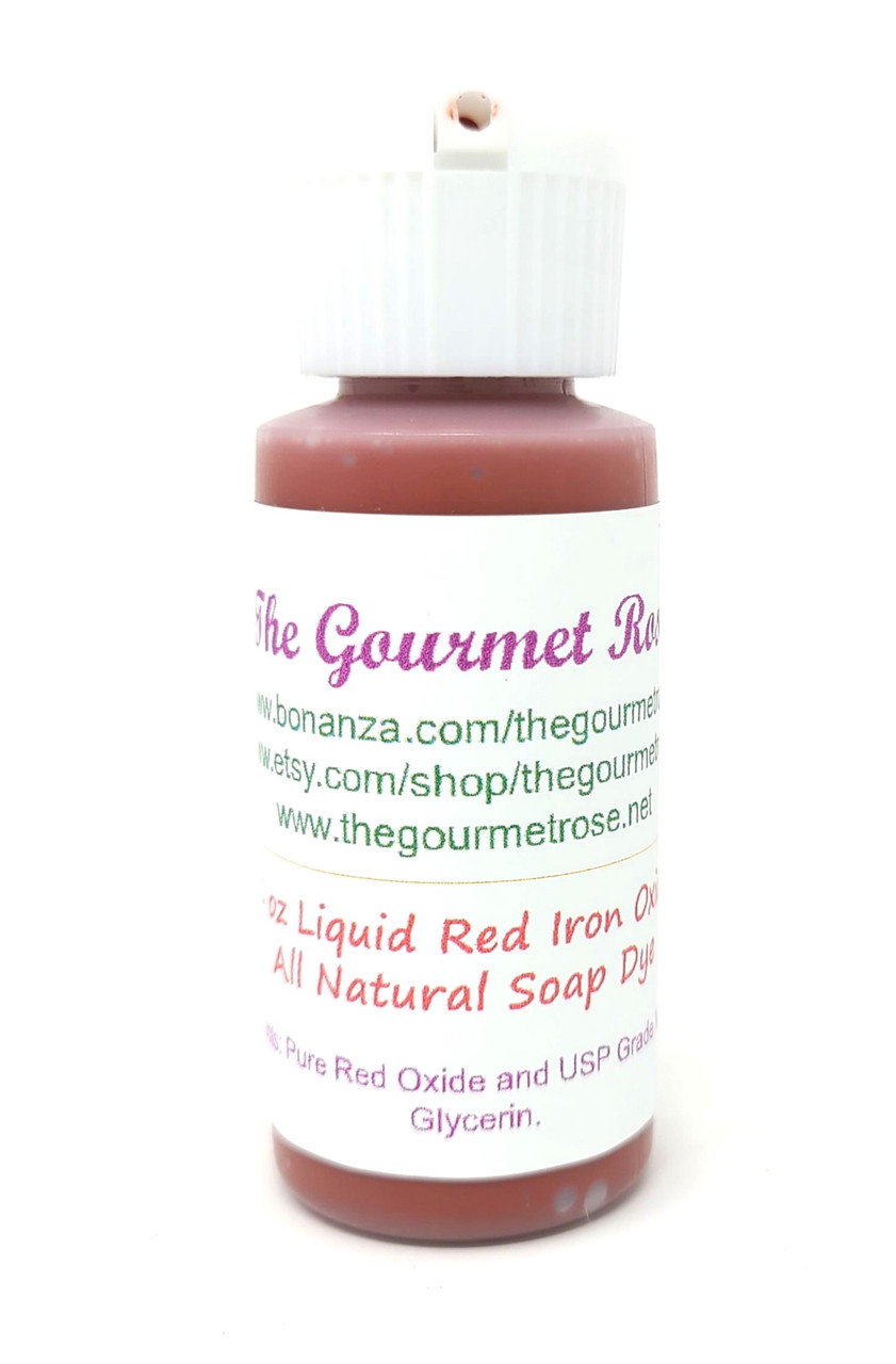 1 oz LIQUID RED IRON OXIDE PIGMENT 100% Natural Soap Dye Color Colorant  Mineral Makeup Cosmetic Grade Oil Water Dispersable Dropper Bottle MELT AND  POUR & COLD PROCESS SOAP - THE GOURMET ROSE