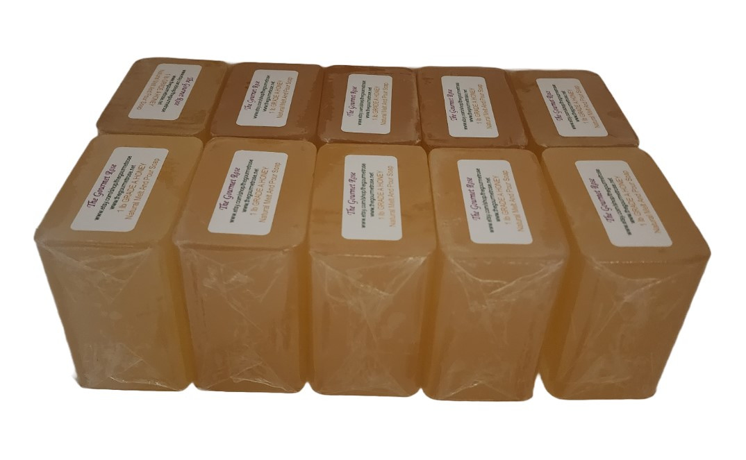 10 lb GRADE A HONEY MELT AND POUR SOAP 100% All Natural Vegetable Amber  Glycerine Clear Pure Glycerin Base Easy Soap Making Craft Logs Case BULK  WHOLESALE - THE GOURMET ROSE