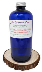 16 oz ORGANIC ROSEWATER TONER Witch Hazel Rose Water Aloe Vera Face Facial Astringent 100% All Natural No Alcohol Free Normal Mature Skin