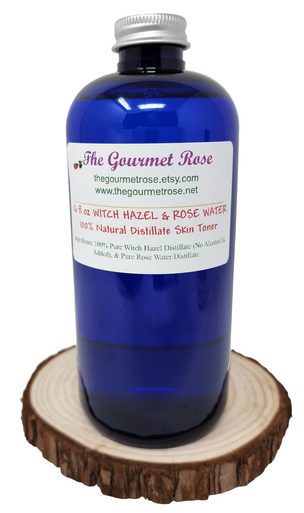 16 oz ORGANIC ROSEWATER TONER Witch Hazel Rose Water Aloe Vera Face Facial Astringent 100% All Natural No Alcohol Free Normal Mature Skin