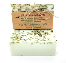 4 oz REAL SPEARMINT SOAP Shea Butter 100% All Natural Glycerin Soap Bath Body Bar Made With Essential Oils & Spearmint Menthe Mint Leaves BUY 5 GET 1 FREE