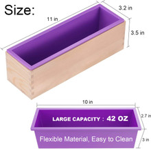 2 pc WOODEN SILICONE SOAP MOLD & LINER SET Making Kit Rubber Rectangle Wood Box Loaf Molds Loaves Candle Professional Rectangular Bulk Wholesale 42 oz